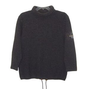 Vintage Bogner Ski Sweater Mens M Black Wool Blend Mock Neck Embroidered ITALY